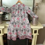 La Plage Chic Pink and White tunic Dress with Elegant Floral Design Photo 3