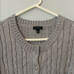 Talbots  Gray-silver  Cable Knit Cardigan sweater sparkly medium Photo 1