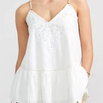 Anthropologie LETMEBE Embroidered Eyelet Lace Trim Cami Peplum Top White Size 2 Photo 0