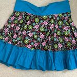 Custom Blue and Black Flower Printed Skirt Clogging Dance Costume Size XS Photo 1