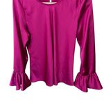 J.Crew Pink Bell Sleeve Satin Blouse Size Medium Top Business Career Photo 2