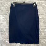 J.Crew  Navy Scalloped Pencil Skirt Photo 0