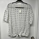 Lou & grey  Ann Taylor LOFT White Knot Short Sleeve Textured Blouse Size Medium Photo 0