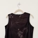 [Vintage] 90s Y2K Brown Black Mesh Crew Neck Floral Print Tank Top Size Small S Photo 3