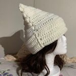 Handmade White Cat Beanie Hat Photo 1