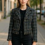 Bershka NWT  Tweed Jacket With Frayed  Hem M/L Photo 0