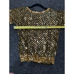 VTG Southeastern Gold Sequin Beaded Top Women Small 17"x21" Sparkle Disco Party Photo 8