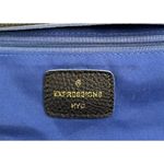 Expressions NYC  Vegan Pebbled Leather Black White Blue Woven Insert Purse Tote Photo 11