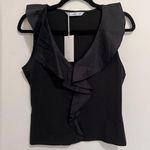 Mango  Black Sleeveless Women’s Shirt Ruffle Tank Top NWT Sz Small Photo 0