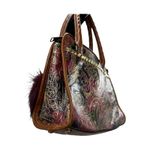 Patricia Nash Metallic Tooled Lace Poppy Multicolor Print To Zip Shoulder Bag Photo 1