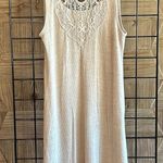 French Laundry  Womens Tank Dress Small Beige Embroidered Ribbed Boho Photo 6