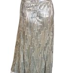 Maeve Anthropologie  Metallic Silver Gold Accordion Pleat Midi Skirt Size 4 Photo 7