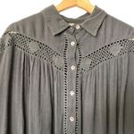 Free People  Katie Bird Small Boho Crochet Inset Black Flowy Shirt Photo 3