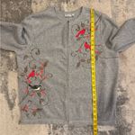 Croft & Barrow  Gray Embroidered Cardigan with Bird Design Photo 4