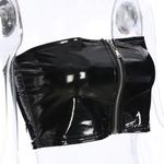 Women Leather Bustier Wrapped Chest Top Photo 3