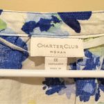 Charter Club  Blue Floral  linen button front Blouse size 1X Photo 3