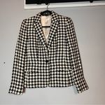 Linda Allard Ellen Tracy Houndstooth Blazer Silk Black Cream Womens Size 6 Photo 3