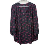 Torrid  Black Lips Georgette Bow Tie Neck Pullover Blouse Size 2X Photo 6