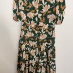 Gal Meets Glam  Womens Tiered Midi Dress Tegan Floral Ruched Puff Sleeve Green 4P Photo 5