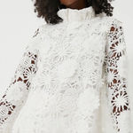 Tuckernuck White Guipure Lace Faye Blouse Ruffle Collar Bow Preppy Womens XS Photo 0