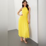 AMUR yellow Garren midi pleated sleeveless open back maxi gown dress size 6 Photo 2