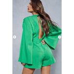 Misspap NEW  Plunge Front Romper 6 Green Tie Back Playsuit Linen Look Glam Photo 6