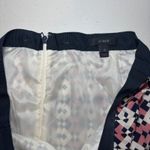 J.Crew  Rose Navy White Pleated 100% Silk Miniskirt 10 Lined Zip‎ Back Geometric Photo 4