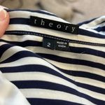Theory Women’s  silk navy white  striped long sleeve shirt dress size 2 Photo 3