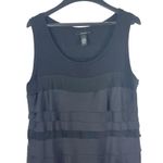 Alfani  Sleeveless Black Tiered Mixed Media Stretchy L Top Photo 2
