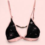 DIXXON NWT black pink peonies tanning suit bikini top swim beach pool triangle Size XL Photo 1
