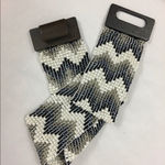 Large Seas Bead stretch belt with wooden buckle Gray Photo 1