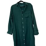 Frank & Eileen  Rory Washed Linen Maxi Shirtdress In Forest Green Photo 2
