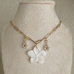 Plumeria Flower Pendant Charm Necklace Gold Photo 0
