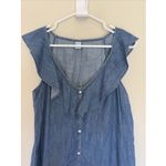 Old Navy  Chambray Denim Look Ruffle Vneck Sleeveless Tank Top Shirt Medium NEW Photo 1