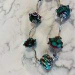Green Red & White Circle Glass Beaded Bracelet Photo 2