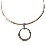 Brighton  Gold Silver Rhinestones Engraved Scroll Slide Pendant Choker Necklace Photo 4