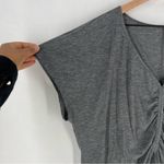 Lululemon Heather Gray Gathered V-Neck Boxy Crop Dolman Sleeve Women's Top Photo 3