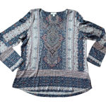 Paisley Boho Tunic Sweater SZ XXL Light Weight Style&Co Long Sleeve Crew Neck Brown Photo 0