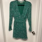 The East Order Womens Nordstrom Gizele Green Mini Wrap Dress Size Small L/S Photo 2