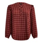 Torrid Red Plaid Long Sleeve Crinkle Gauze Ruffle Trim Blouse Top Size 1X XL Photo 2