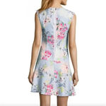 Nicole Miller Light Blue Floral Sleeveless Swing Drop Waist Dress Size 6 Photo 6