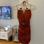 Orielle Ruched Mini Bodycon Dress Brown Size M Photo 6