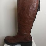 Frye  Allison Back Zip Antiqued Leather Brown Boots Photo 1