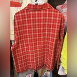 Free People NWT  Found Raw-Cut Fringe Plaid Camp Shirt - red plaid - XS Photo 12