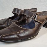 Aerosoles Two Beauty Womens 9.5 Brown Leather Mary Jane Square Toe Open Back Photo 2