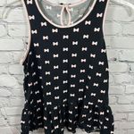 Kate Spade Women’s Sleeveless Top Black with Pink Bows Ruffle Bottom Keyhole S Photo 1