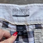 New York & Co NY&CO Womens Shorts Size 16 Manhattan Chino Tan Black White Plaid Photo 1