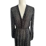 Maje Black Sheet Metallic Long Sleeve Black Maxi Dress Size 40 / US Large Photo 3