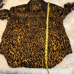 Braefair 100% Silk Animal Print Blouse Top with Black Genuine Leather Trim SZ 10 Photo 7