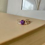 Floral Setting Round Purple Clear Marquise Ring “Maven” Engagement Promise Elegant Jewelry Photo 4